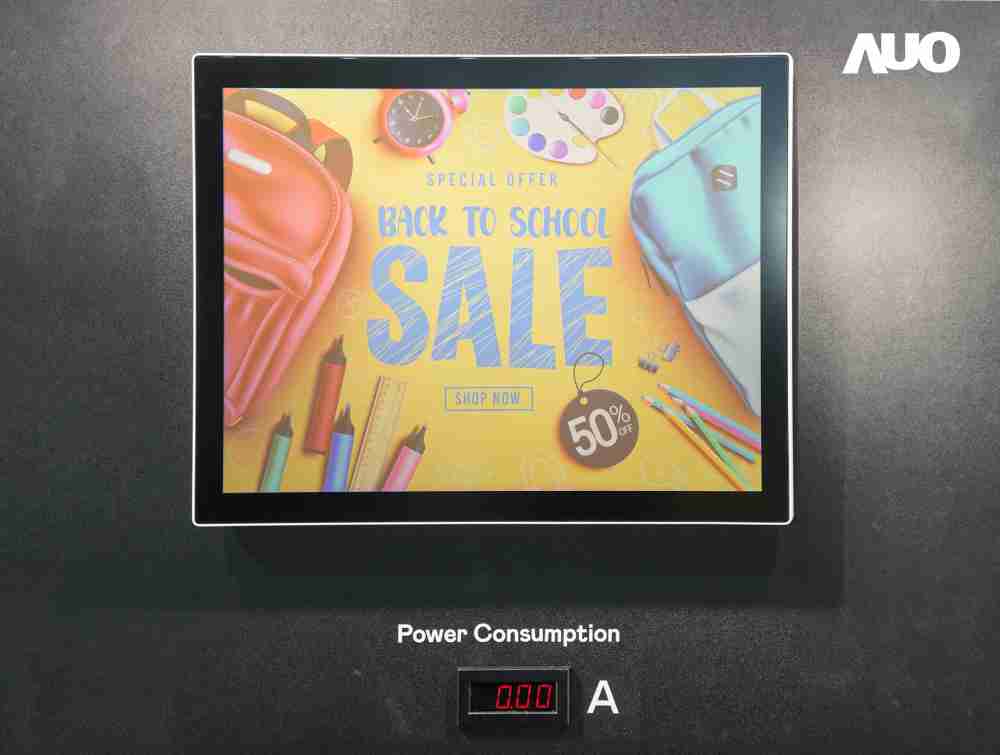 MG电玩展示胆固醇液晶超低耗能户外全彩显示器，，ChLC（胆固醇液晶）以双稳态技术使静态显示零功耗，，，，具省电、、、高彩度、、、环保的特性，，还整合软硬件系统解决方案，，，，可透过单一云端平台管理