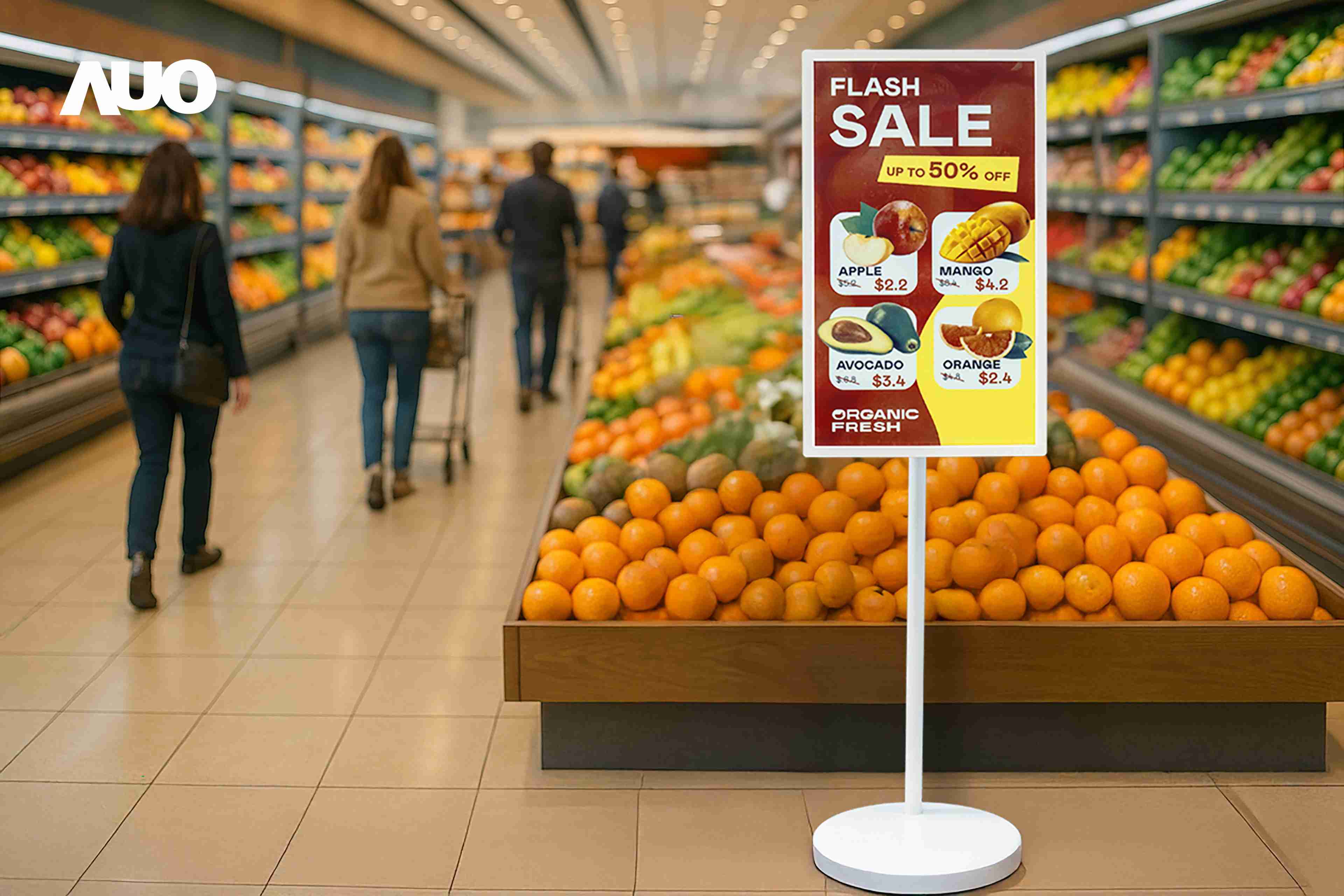 达擎首亮相低功耗、、全彩的〝aecoPost电子纸解决方案〞，，，仅在更新画面时需要微量的电力驱动，，无需布建电线的便捷设计，，使其可灵活应用、、、随意置放，，并可透过云端或行动装置app，，轻松管理及排程广告内容，，，，晋升店头营销利器。。。。